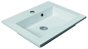 Lavabo da appoggio Polly semi-incassato rettangolare in pietra L 50 x P 11 x H 40 cm bianco