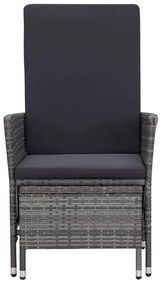 Set divani da giardino 3 pz con cuscini in polyrattan grigio