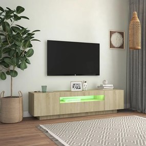 Mobile porta tv con luci led rovere sonoma 160x35x40 cm