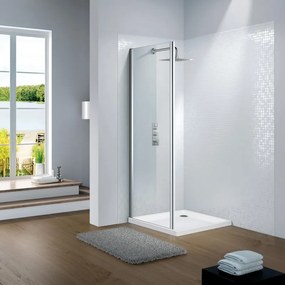 Lato fisso per doccia Slimline L 100 x H 195cm, Sp. 6 mm profilo in alluminio argento cromato