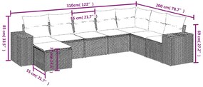 Set divano da giardino 8 pz con cuscini grigio in polyrattan