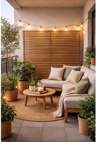 Paravento da balcone in legno colore naturale 153x185 cm - Hartman