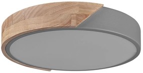 Plafoniera LED metallo grigio e legno chiaro ⌀ 31 cm PATTANI Beliani