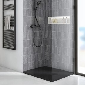 Piatto doccia quadrato 80x80 H3 cm in ceramica nero opaco con antiscivolo   Ruy