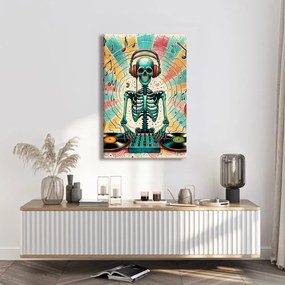 Quadro su tela – Scheletro DJ colorato