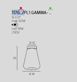 Plafoniera ottone sat. vetro gamma trasparente 1176os-pl1 gamma-tr