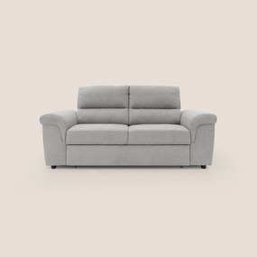 Minerva divano con pouf estraibile poggiapiedi in tessuto morbido impermeabile T02 grigio chiaro