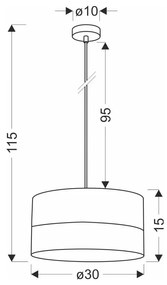 Lampada a sospensione bianca con impiallacciatura e paralume in tessuto ø 30 cm Bianco - Candellux Lighting