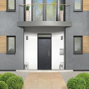 Porta blindata MASTER Jack S L 80 x H 210 cm in PVC grigio/bianco, apertura spingere a sinistra, falso telaio incluso