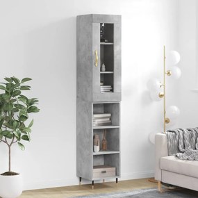Credenza Grigio Cemento 34,5x34x180 Cm İn Legno Multistrato /