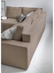 Divano letto angolare in velluto a coste beige Brave Dave - Miuform