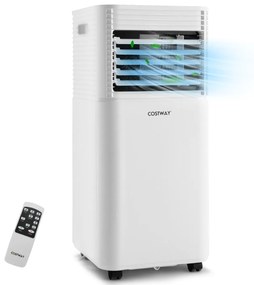 Costway Condizionatore portatile 7000 BTU/h con 2 velocità regolabili, Climatizzatore 4 in 1 con telecomando Bianco