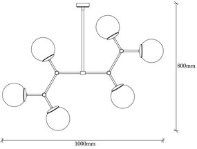 Sospensione per 6 bulbi in Damar bianco-oro - Opviq lights