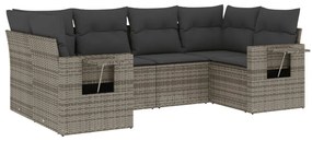 Set divano da giardino 6 pz con cuscini grigio in polyrattan