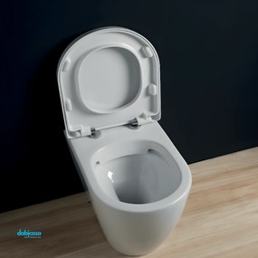 Domus Falerii "Foglia Medium" Wc Da Terra Filo Muro Senza Brida Bianco Lucido