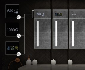 Mobile bagno con specchio LED illuminato - 66,5 x 72 cm con ripiani in vetro nel colore Rovere Oslo, in legno, di Artforma