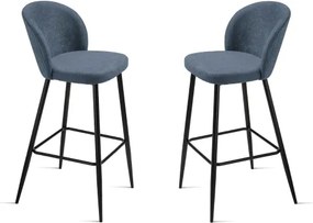 Sgabello in tesssuto Blu con struttura in metallo MEGGIE 2 pezzi