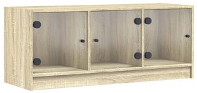 Mobile porta tv con ante in vetro rovere sonoma 102x37x42 cm