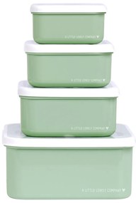 A Little Lovely Company - set di quattro scatole merenda - amici del bosco - verde