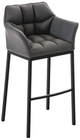 Sgabello Bar Damaso İn Ecopelle Con Telaio A 4 Gambe / Grau / Schwarz
