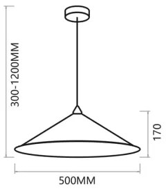 Lampadario a sospensione con filo FUJI 1xE27/60W/230V diametro 50 cm nero/oro