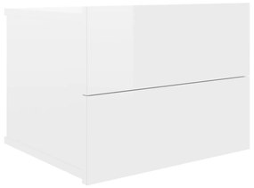 Comodini 2 pz Bianco Lucido 40x30x30 cm in Legno Multistrato