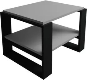 Tavolino Basso Da Salotto Stile Moderno 63x54x45 Axel Bianco E Antracite