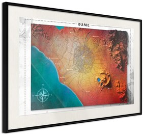 Poster  Raised Relief Map: Rome  Cornice Quadri Cornice nera con pass-partout, Larghezza x Altezza Home decor 30x20