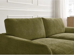 Divano angolare color kaki (con penisola a destra/con chaise lounge) con rivestimento in ciniglia Leonore – Bobochic Paris