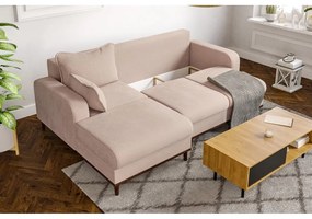 Divano angolare beige in velluto a coste (angolo sinistro) Beata - Ropez