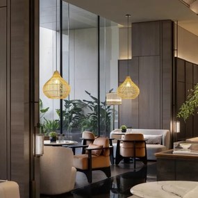 Immax 08257L - Lampadario a sospensione con filo PELO 1xE27/40W/230V diametro 40 cm rattan