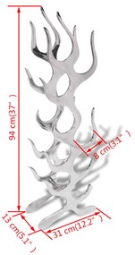 Cremagliera a forma di fiamma 9 bottiglie in alluminio argento