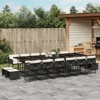 Set da Pranzo da Giardino 17 pz con Cuscini Nero in Polyrattan 3278129