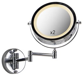 Specchio da parete di design cromato incl. LED dimmerabile a luce calda regolabile IP44 - Vicino