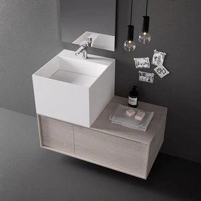 Lavabo da appoggio Neo Cube SENSEA quadrato in solid surface L 45 x H 14 x P 49 cm bianco opaco