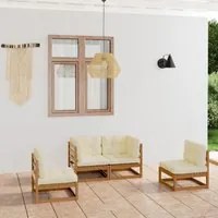 Set Divani da Giardino 4 pz con Cuscini Legno Massello Pino 3076432