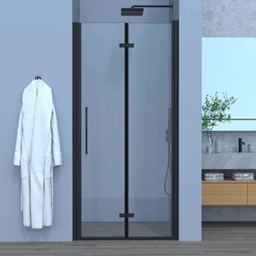 Box Doccia a Soffietto 80 Cm Feridras "Royal" Nero Opaco/Vetro Trasparente