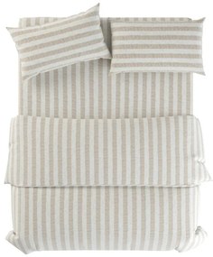Set copripiumino e federa grigio chiaro/color crema in lino per letto singolo 135x200 cm Natural Stripes – Native Natural