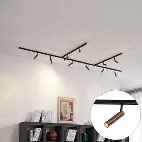 Sistema di illuminazione a binario moderno con 10 faretti bronzo scuro monofase - Slimline Uzzy