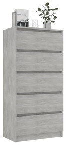 Credenza Cassetti Grigio Cemento 60x35x121 cm Legno Multistrato