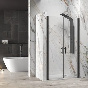 Porta doccia saloon 95-100 cm profili neri altezza 200h | KSAL2800AN - KAMALU