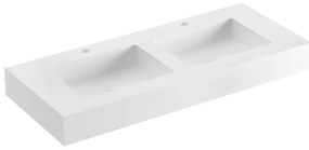 Lavabo a incasso rettangolare L 120 x H 14 x P 46 cm in solid surface bianco