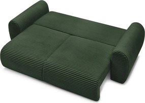 Divano in verde scuro allungabile con rivestimento in velluto a coste 257 cm Lucien – Bobochic Paris