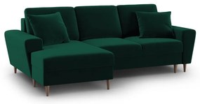 Divano angolare verde allungabile e con contenitore (con penisola a sinistra/con chaise lounge) con rivestimento in velluto Kyoto – Cosmopolitan Design