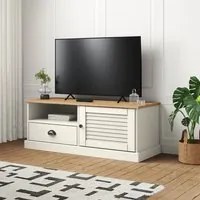 Mobile Porta TV VIGO Bianco 106x40x40 cm Legno Massello di Pino 353176