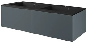 Mobile sottolavabo e lavabo Neo Line grigio scuro/nero L 120 x H 32 x P 48 cm 2 vasche 2 cassetti