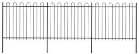 Recinzione Giardino Con Punta Tonda İn Acciaio 5,1x1,5m Nera /