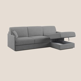 Evans Divano letto angolare con penisola in morbido tessuto impermeabile T02 grigio