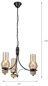 Brilagi - LED Lampadario a sospensione con catena COTTAGE 3xE14/40W/230V faggio/marrone