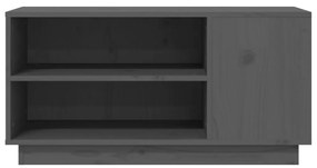 Mobile porta tv grigio 80x35x40,5 cm in legno massello di pino